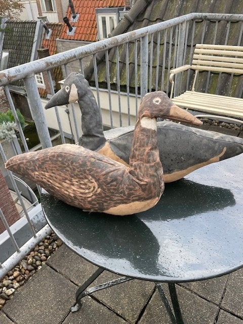 Twee Amerikaanse lokganzen.(Canadese en Grauwe gans), Antiek en Kunst, Ophalen of Verzenden