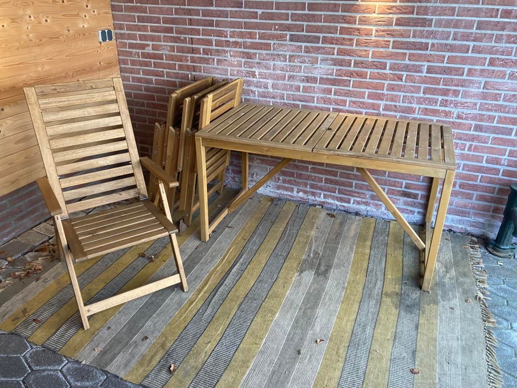 Tuinset met 4 tuinstoelen | Ikea NÄMMARÖ serie, Ophalen, 4 zitplaatsen, Eettafel, Zo goed als nieuw