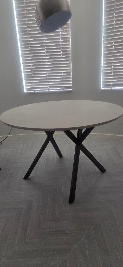 Eettafel rond beige 120 cm, Huis en Inrichting, Tafels | Eettafels, Ophalen, Gebruikt, Rond, Vier personen