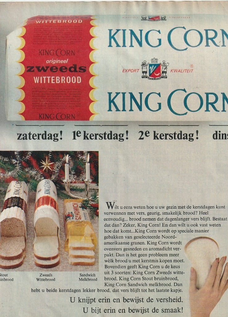 Retro reclame 1966 King Corn brood 1e en 2e Kerstdag, Verzamelen, Verzenden, Overige typen