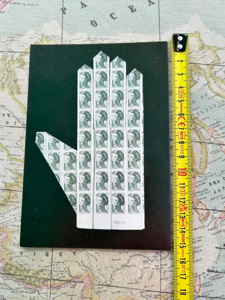 2168. Oude kaart illustr Hand van postzegel, Ophalen of Verzenden, 1980 tot heden, Ongelopen