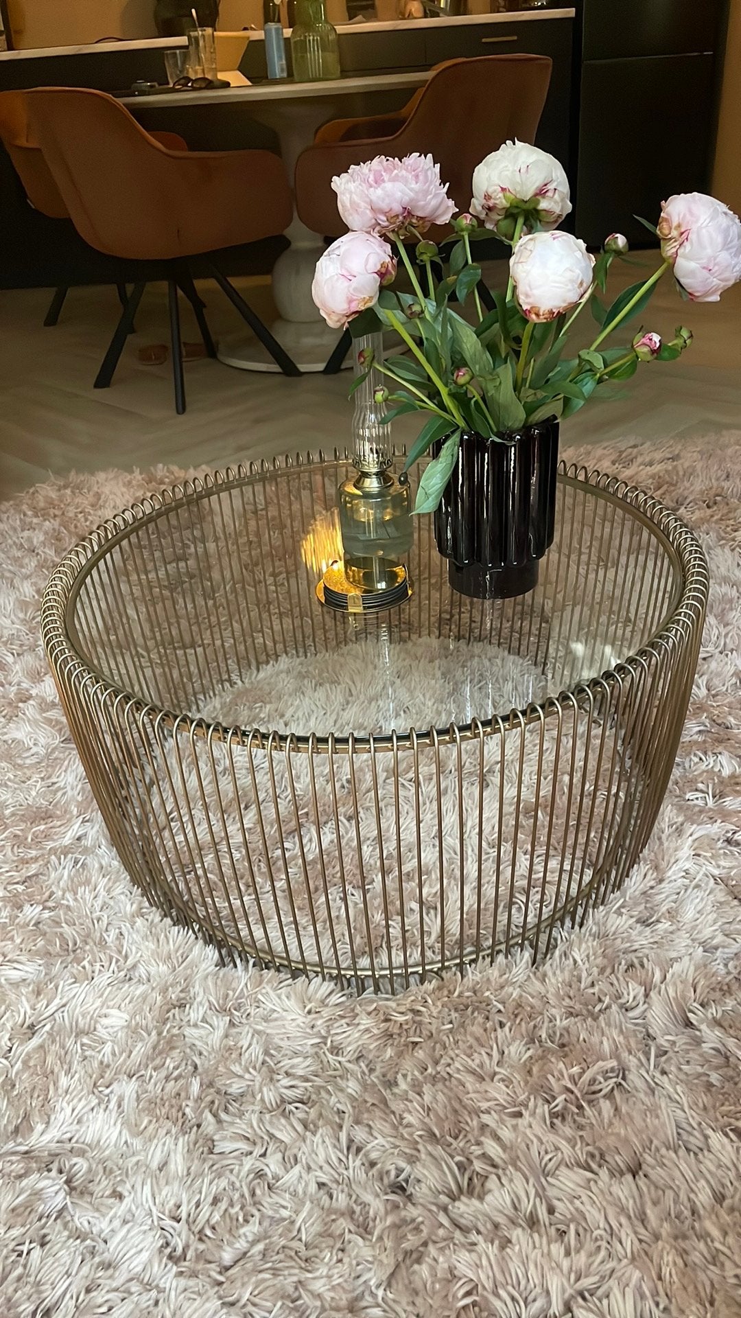 Salontafel Riverdale Rocco ø70cm goud, Ophalen, 100 tot 150 cm, Rond, 50 tot 100 cm
