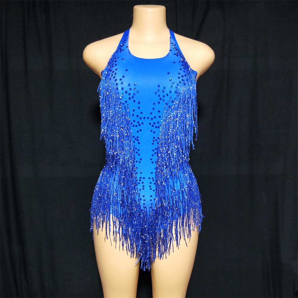 Dames blauwe glitter bodysuit / jumpsuit festival outfit, Kleding | Dames, Carnavalskleding en Feestkleding, Verzenden, Nieuw