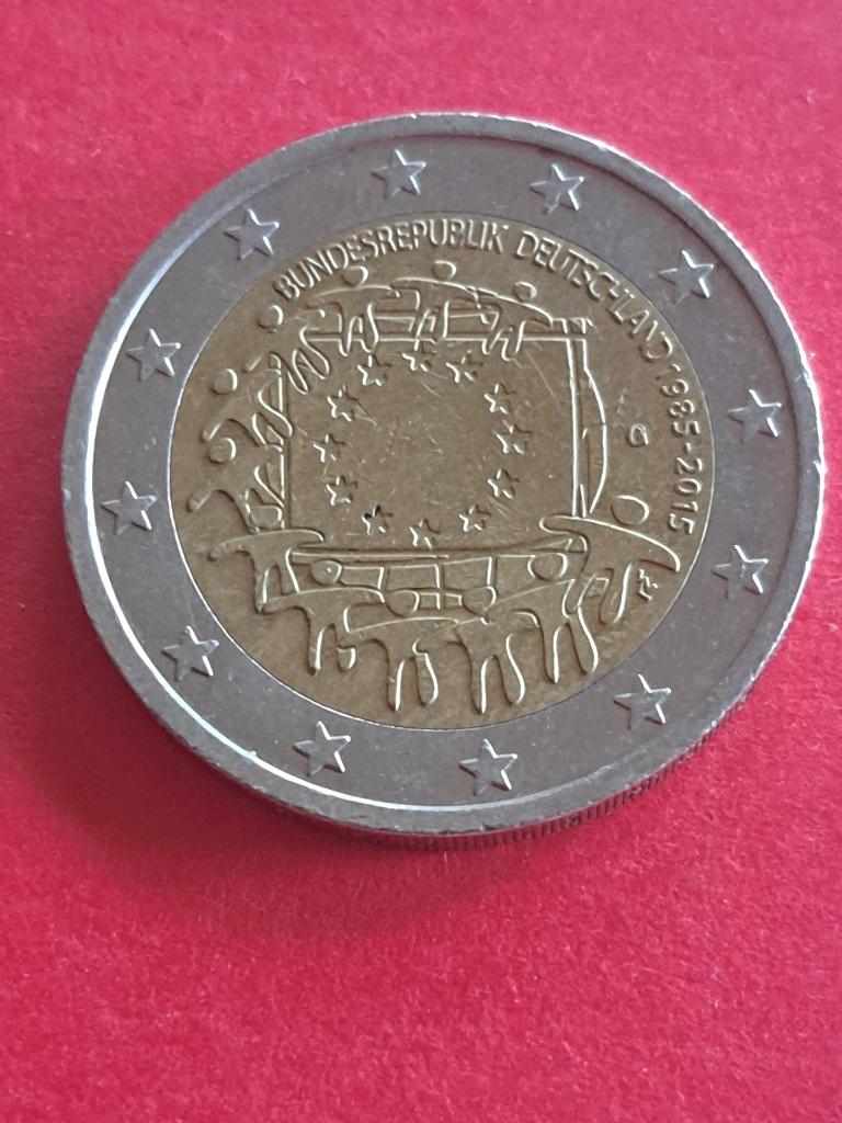 2015 G Duitsland 2 euro 30 jaar Europese vlag Karlsruhe, Postzegels en Munten, Munten | Europa | Euromunten, Verzenden, Duitsland