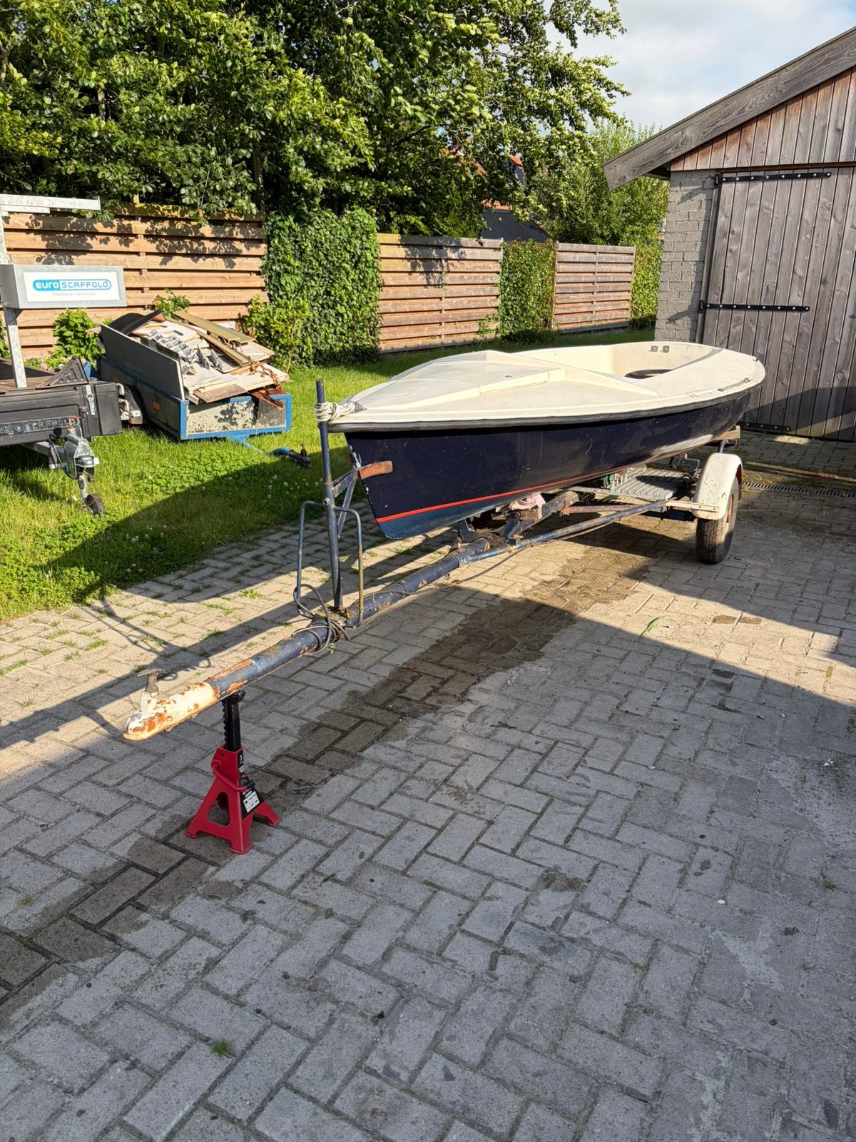 2x boot met trailer, Ophalen, Gebruikt, Polyester, Trailer