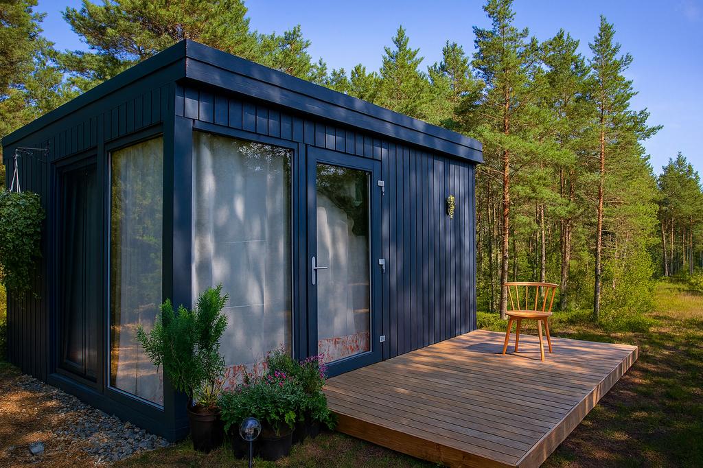 Tuinkamer/Tuinkantoor Modulair - Geïsoleerd 21m2, Ophalen, 200 tot 400 cm, 3 ramen of meer, 250 tot 500 cm
