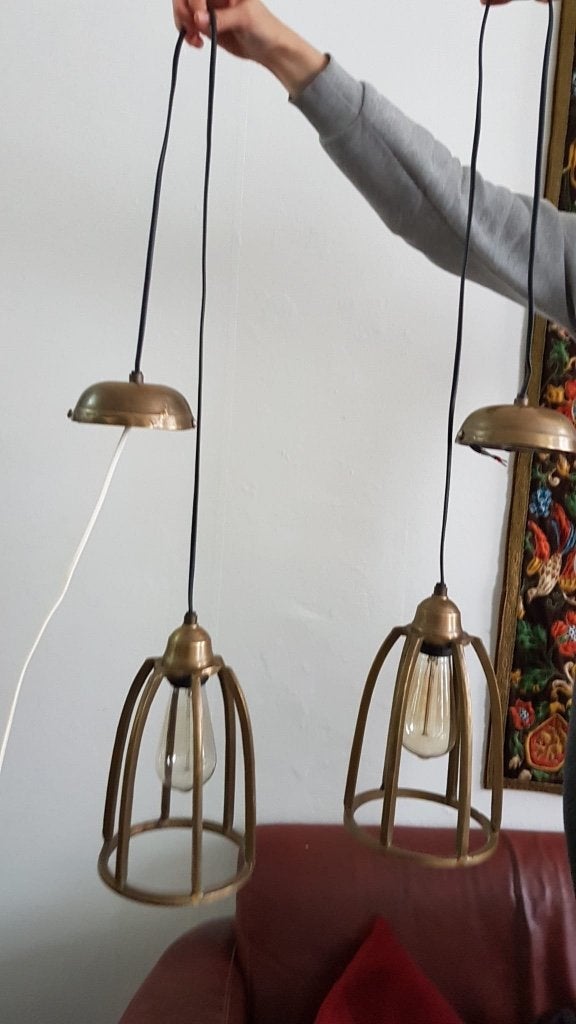 Design Koper hanglampen ~ vintage, Ophalen of Verzenden, Zo goed als nieuw, Plafondlamp, Industrieel