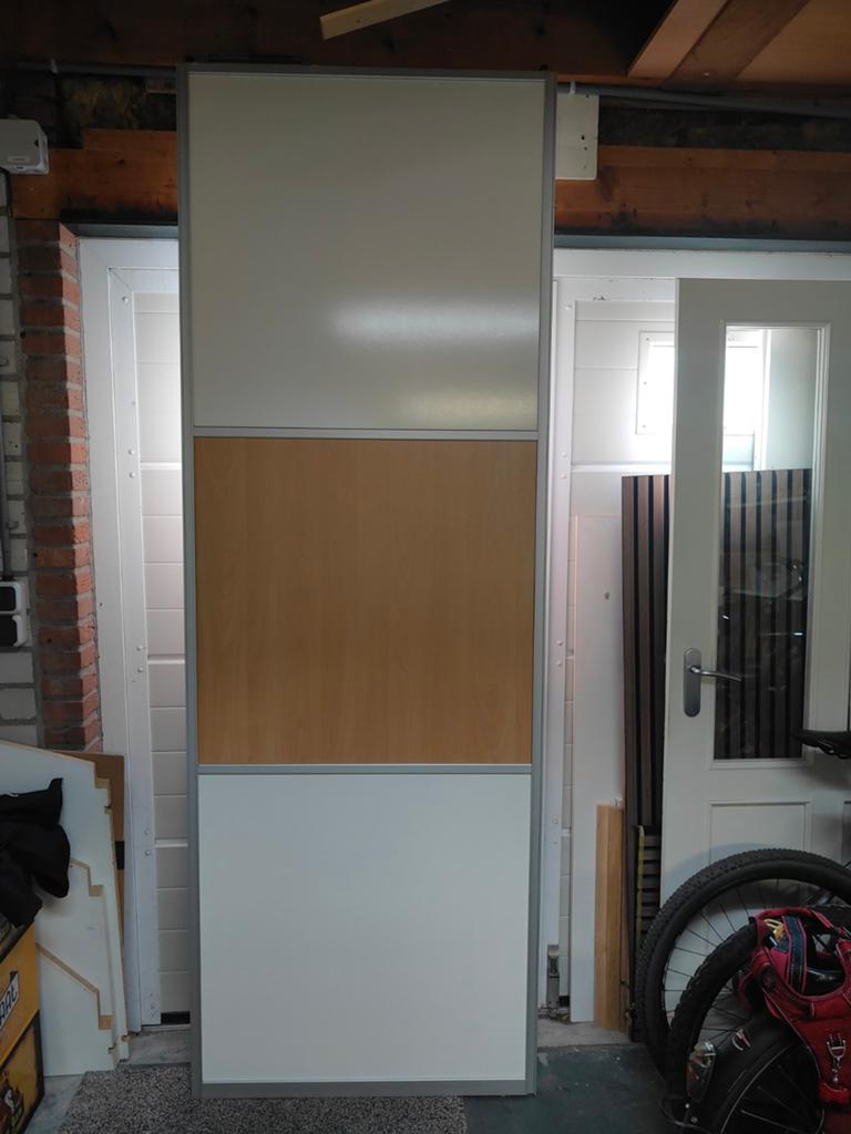 3 Hubo Schuifdeuren: 2x Paneel, 1x Spiegel - 85x243.5cm, Doe-het-zelf en Verbouw, Ophalen, 80 tot 100 cm, 215 cm of meer, Binnendeur