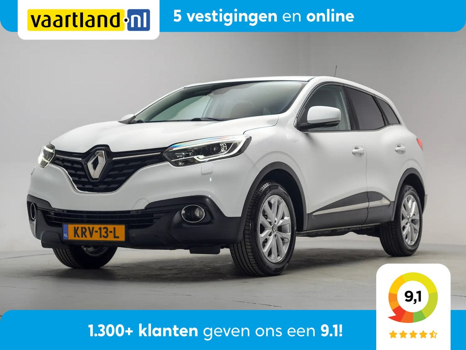 Renault Kadjar 1.2 TCe Intens [ Trekhaak Clima LED Cruise ], Voorwielaandrijving, Kadjar, 4 cilinders, Wit