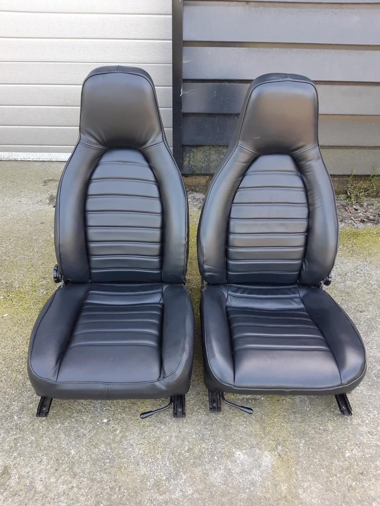 Zwarte zacht lederen stoelen Porsche 911., Auto-onderdelen, Ophalen, Gereviseerd, Porsche