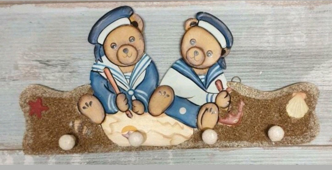 Leuke kapstok met zeemansbeertjes, Ophalen of Verzenden, Gebruikt, Kapstokje