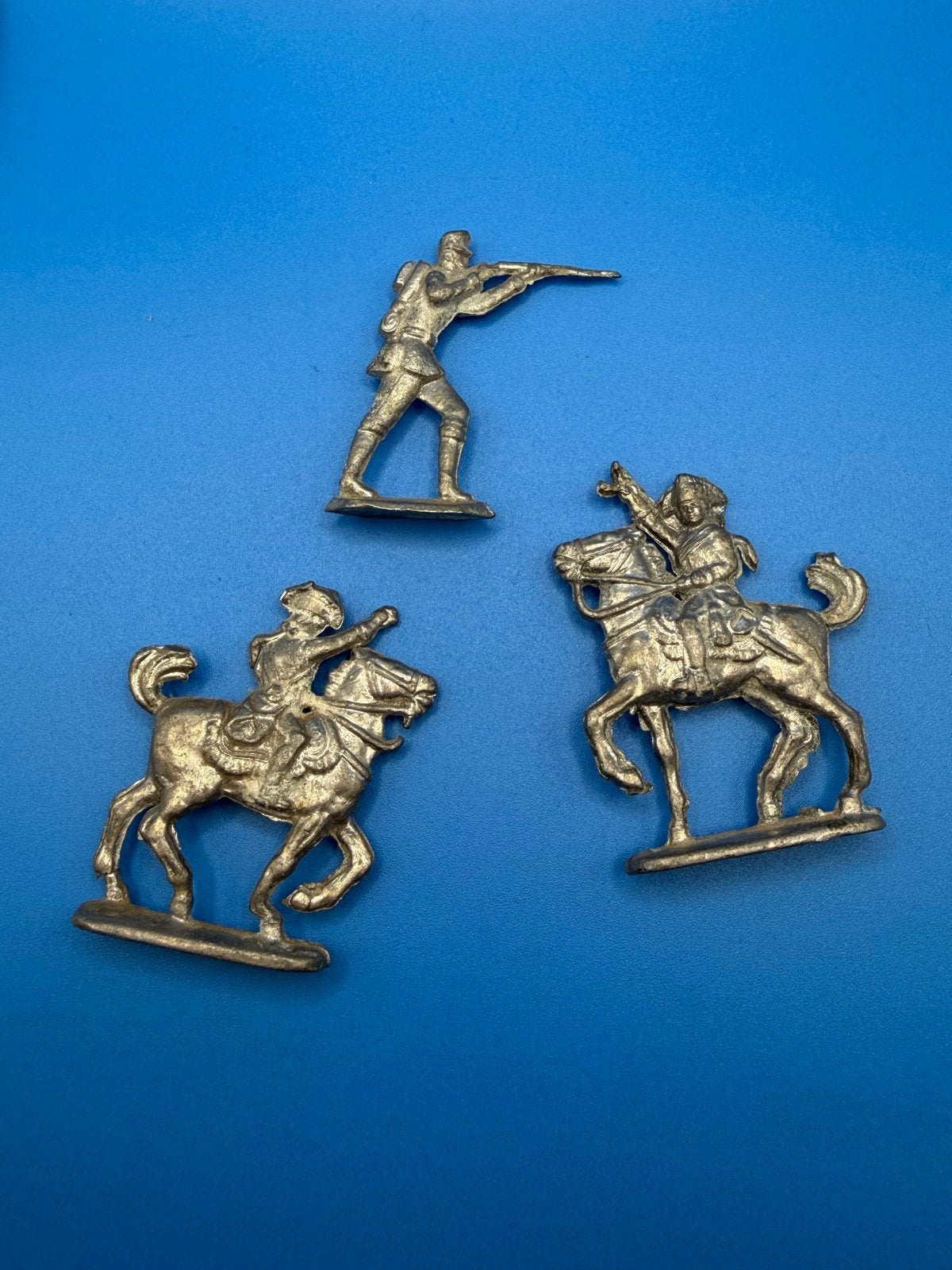 Set van 3 Vintage Tinnen Soldaatjes - Cavalerie en Infanteri, Verzamelen, Ophalen of Verzenden, Gebruikt