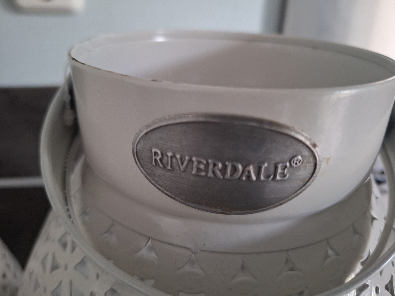 2 Nieuwe Riverdale Windlichten - 26 cm Hoog, Wit, Nieuw, Ophalen of Verzenden, Metaal