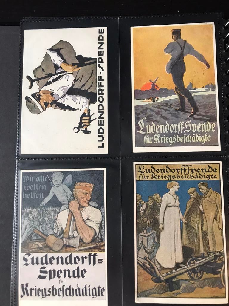 Vier kaarten WO1 Ludendorff spende, Verzamelen, Ophalen of Verzenden, Landmacht, Duitsland, Overige typen