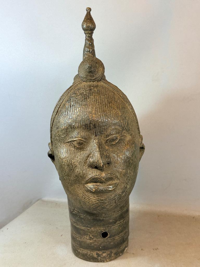 260454 Afrikaans Bronzen Ife - Yoruba hoofd uit Nigeria., Ophalen of Verzenden