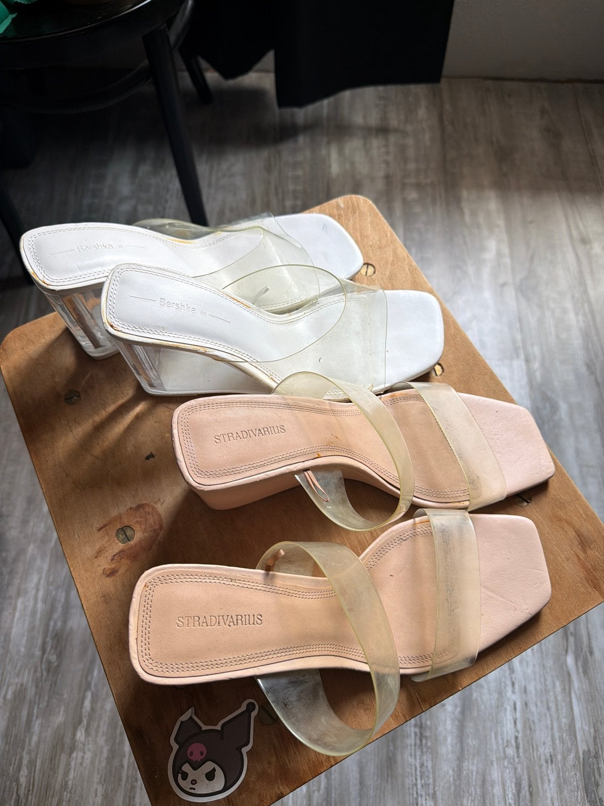 Transparante hakken en muiltjes van Bershka & Stradivarius, Ophalen of Verzenden, Gedragen, Wit, Sandalen of Muiltjes