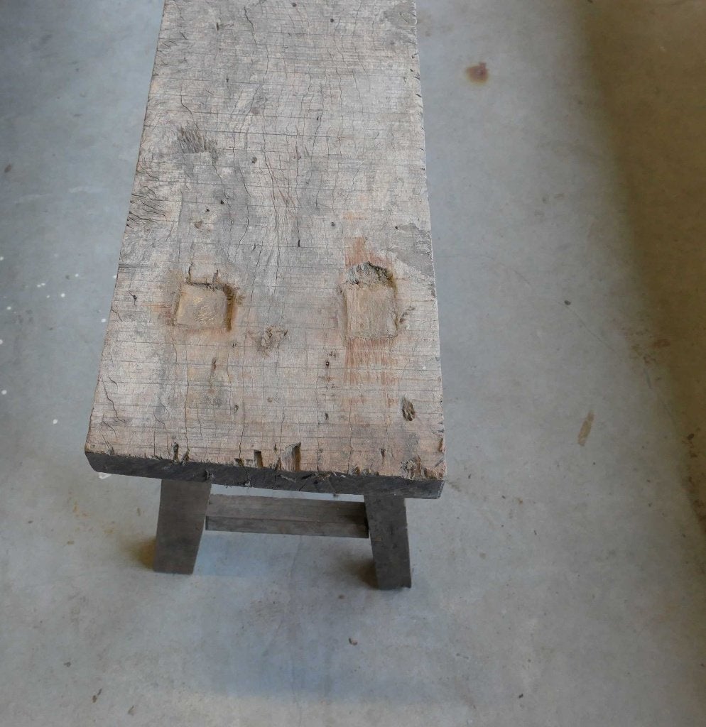 Landelijk bankje DK7 Dingklik geleefd oud hout bank tafel, Antiek en Kunst, Ophalen of Verzenden