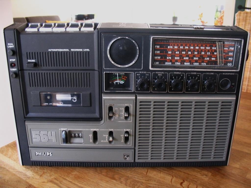 70's Philips radio-/cassettespeler 22AR564 (defect), Ophalen of Verzenden, Gebruikt, Radio