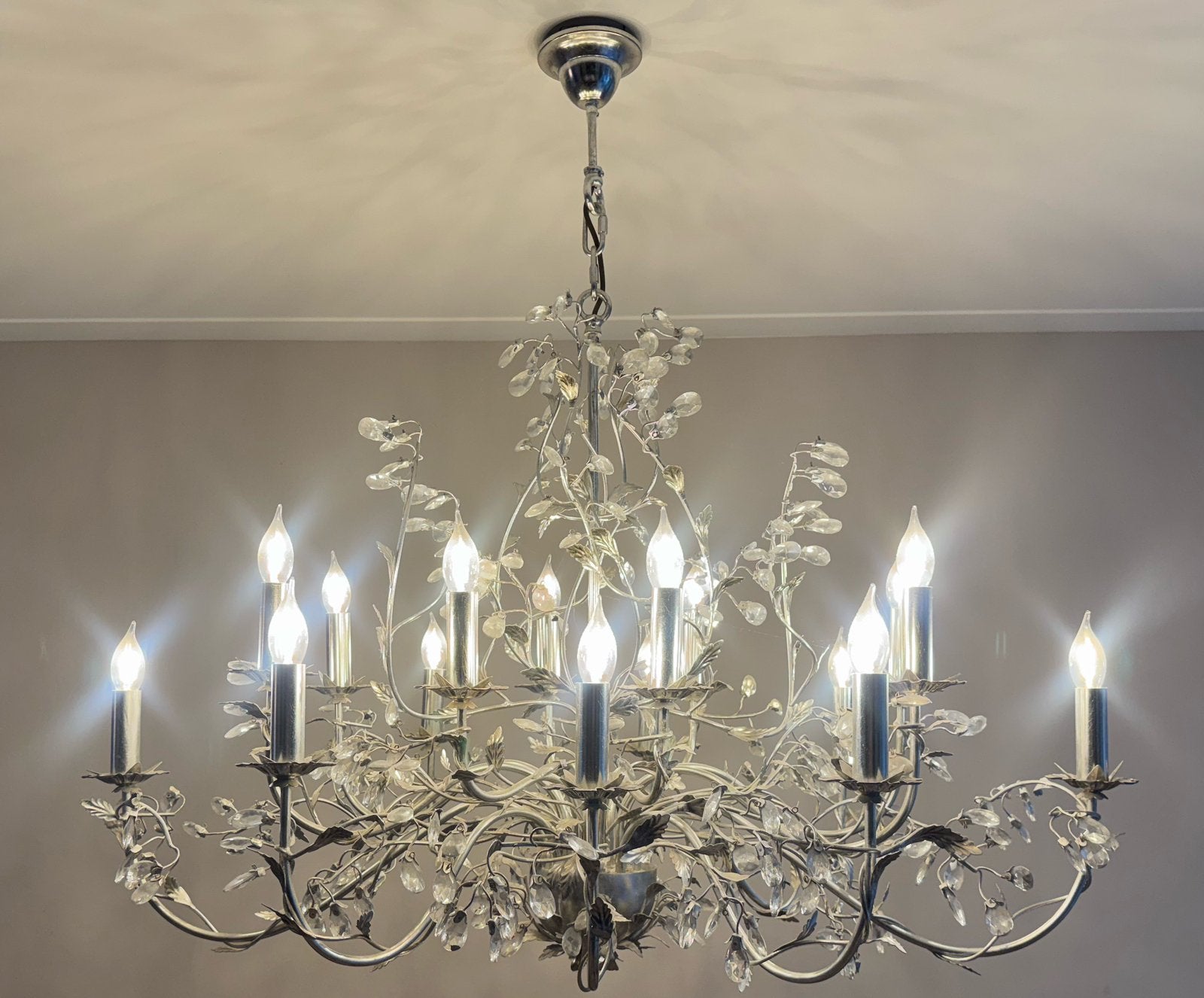 Leclerc & bouwman elegance Kroonluchter bladzilver bekleed, Huis en Inrichting, Ophalen, Zo goed als nieuw