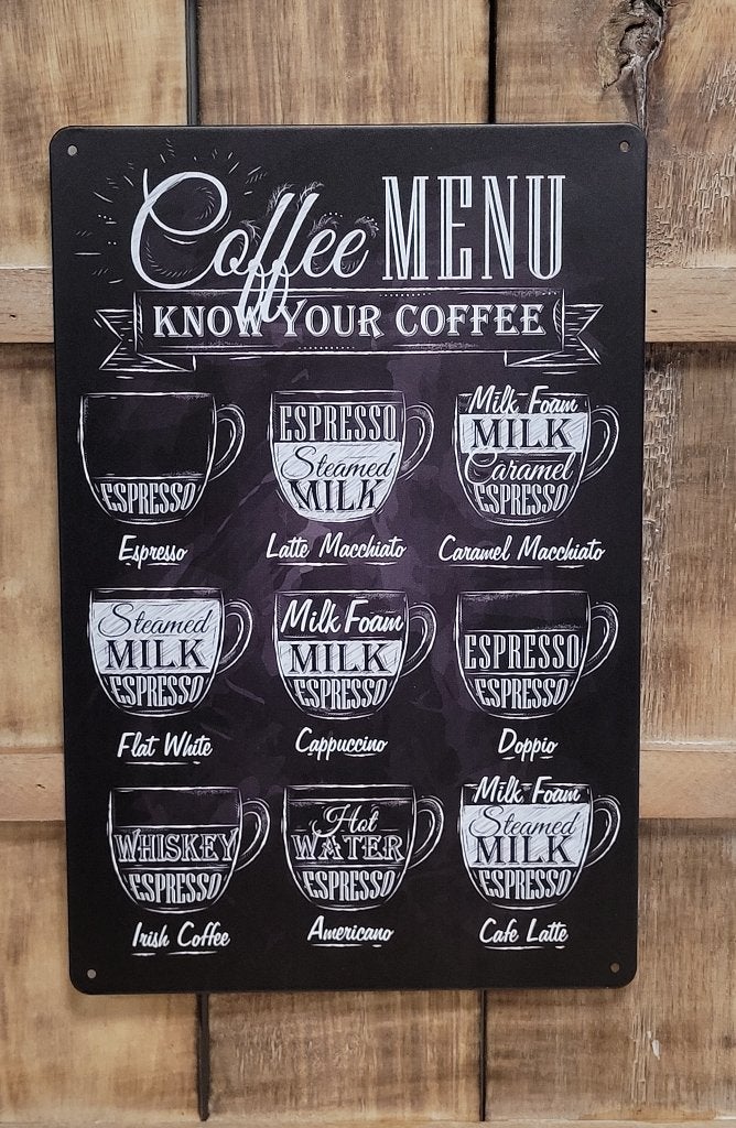 Coffe Menu koffie reclamebord van metaal wandbord decoratie, Info@deconoord.nl, Deco Noord, Nieuw, Ophalen of Verzenden