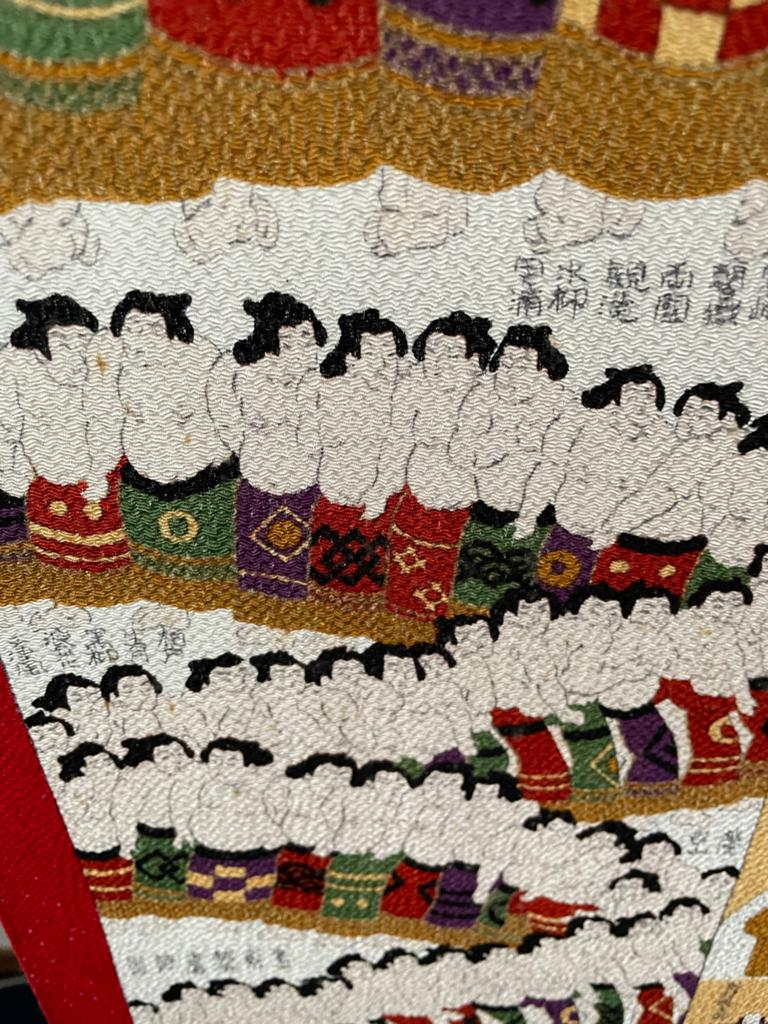 Vintage Japanse Sumo Worstelaars Wandtapijt, Ophalen of Verzenden, Zo goed als nieuw