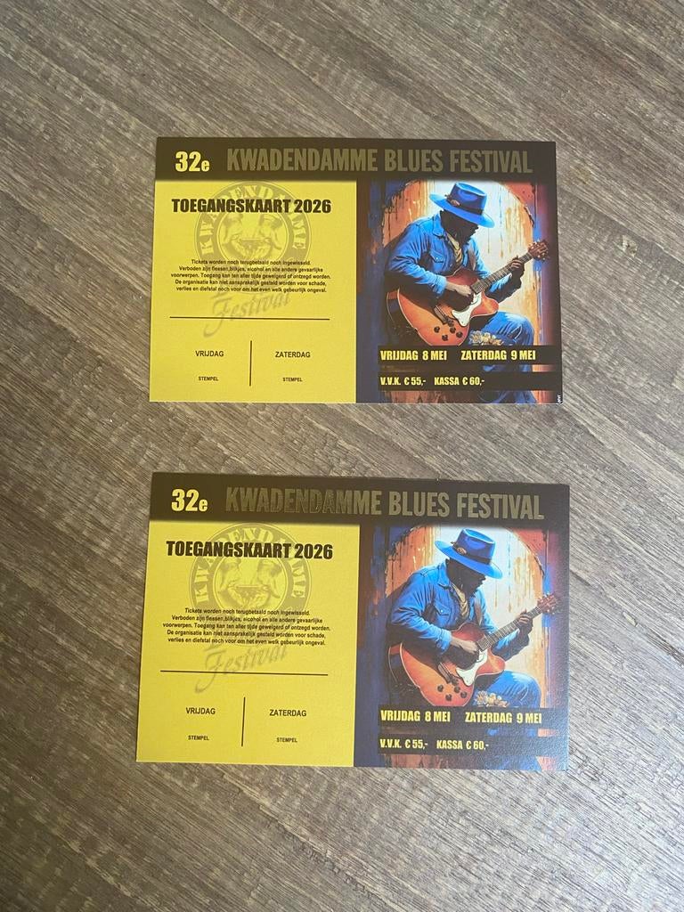 Kwadendamme bluesfestival combitickets, Tickets en Kaartjes, Concerten | Overige, Eén persoon, Mei