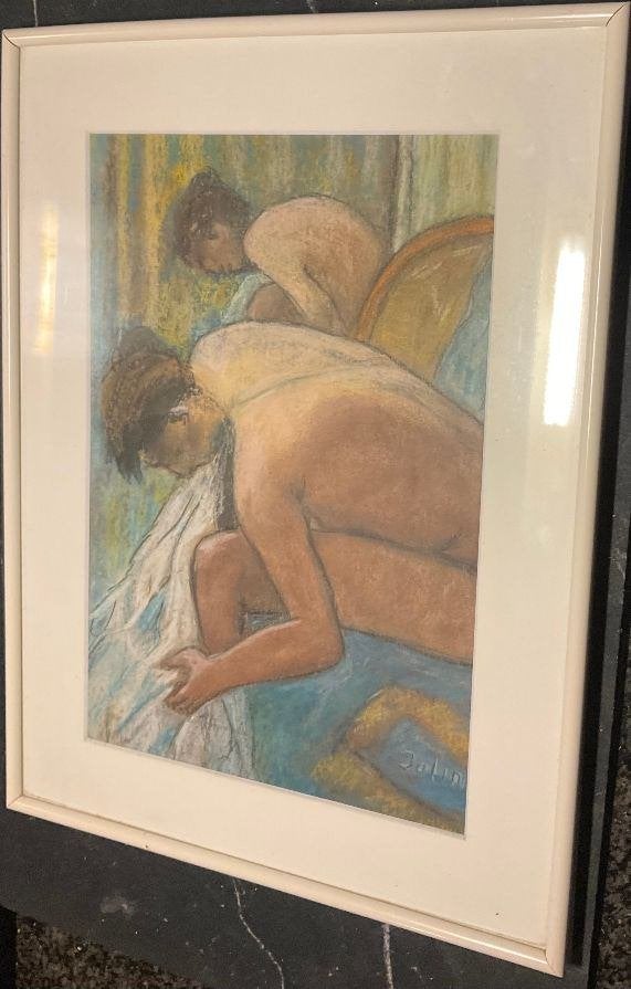 Pastel - Jo REUZENAAR - Voorstelling: Spiegelbeeld, Antiek en Kunst, Ophalen, Portret of Personen, Impressionistisch, Papier