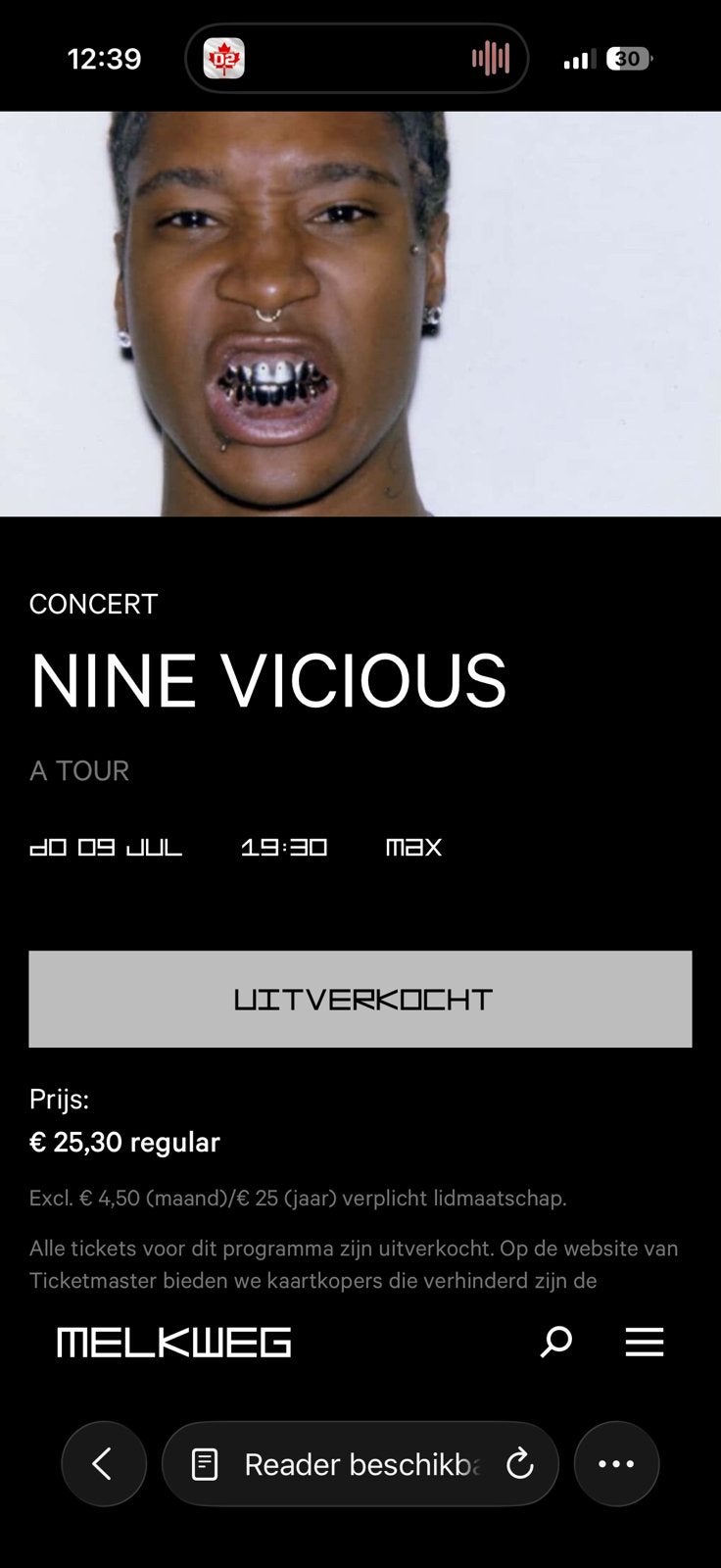 Nine Vicious Melkweg - 1 Ticket, Eén persoon