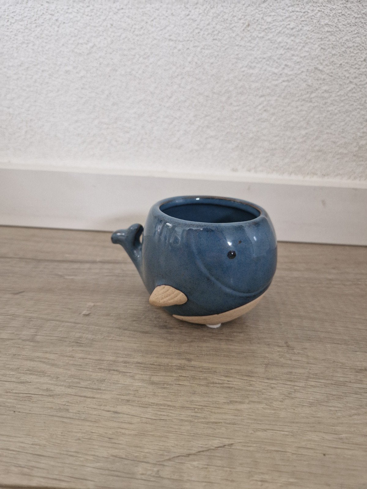 kleine walvis bloempot pot potje blauw planten plant, Rond, Ophalen of Verzenden, Zo goed als nieuw, Aardewerk