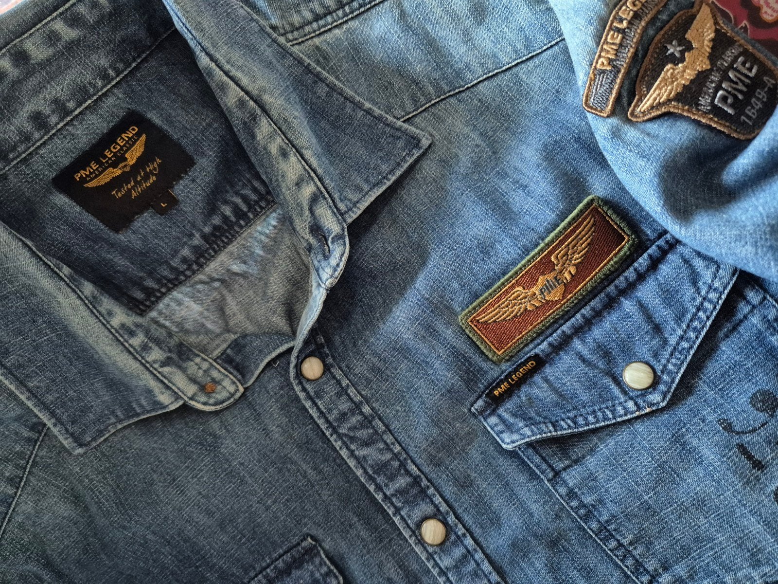 Pme Legend Pall Mall jeans Spijkerblouse maat L, Kleding | Heren, Overhemden, Blauw, ., Ophalen of Verzenden, Zo goed als nieuw