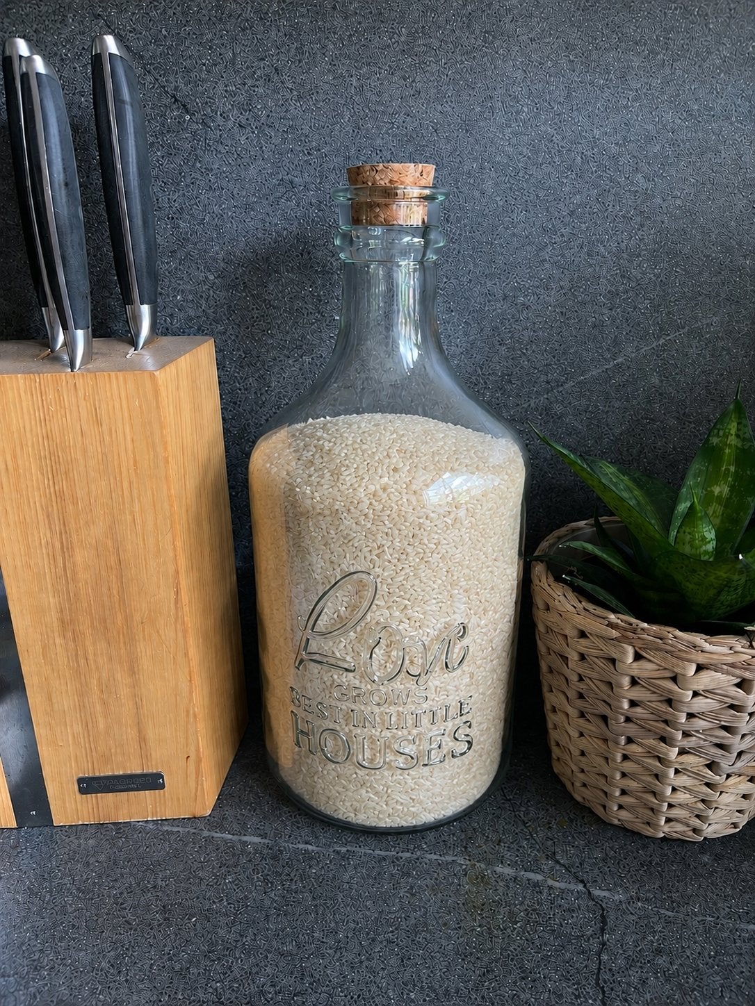 Grote glazen decoratiefles met kurk, Ophalen of Verzenden, Gebruikt, Glas