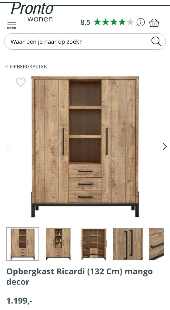 Dressoir kast Ricardi, 100 tot 150 cm, Zo goed als nieuw, Met deur(en), Industrieel