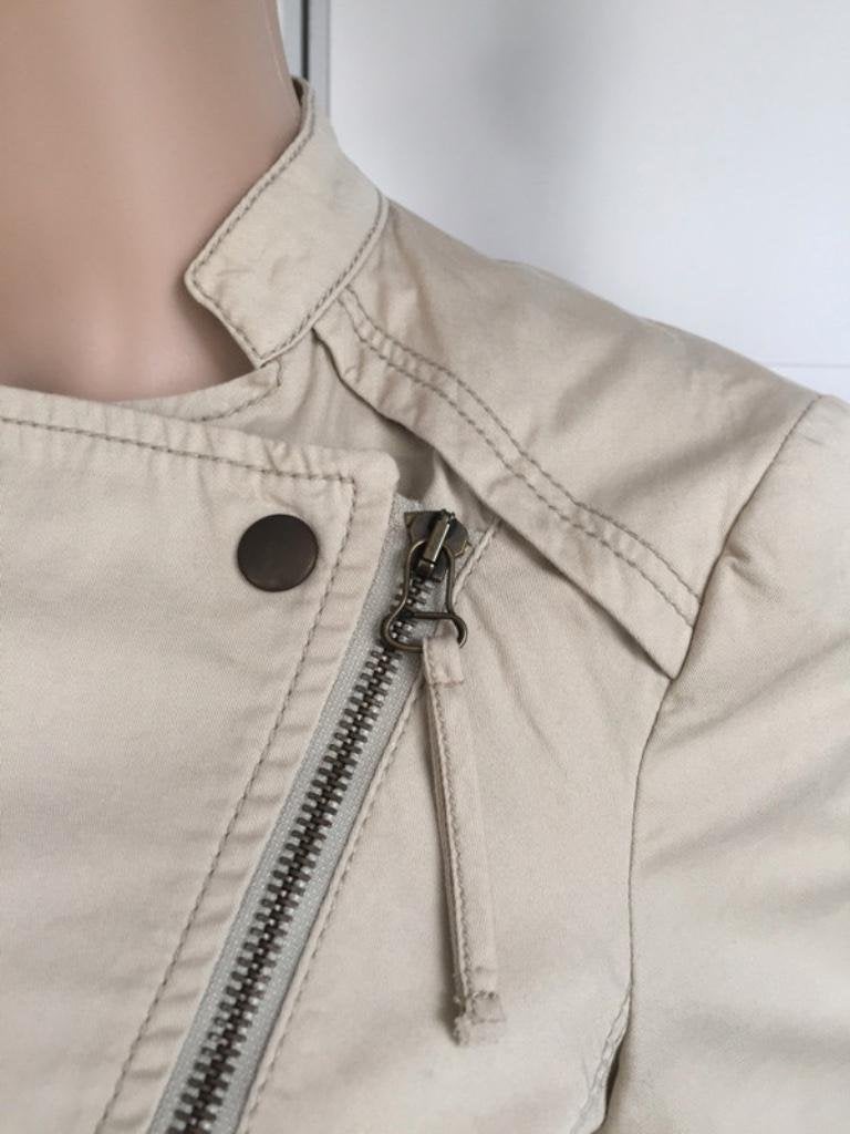 B458 Zara: biker-jasje blazer colbert jas maat 36=S beige, Ophalen of Verzenden, Zo goed als nieuw, Jasje, Maat 36 (S)