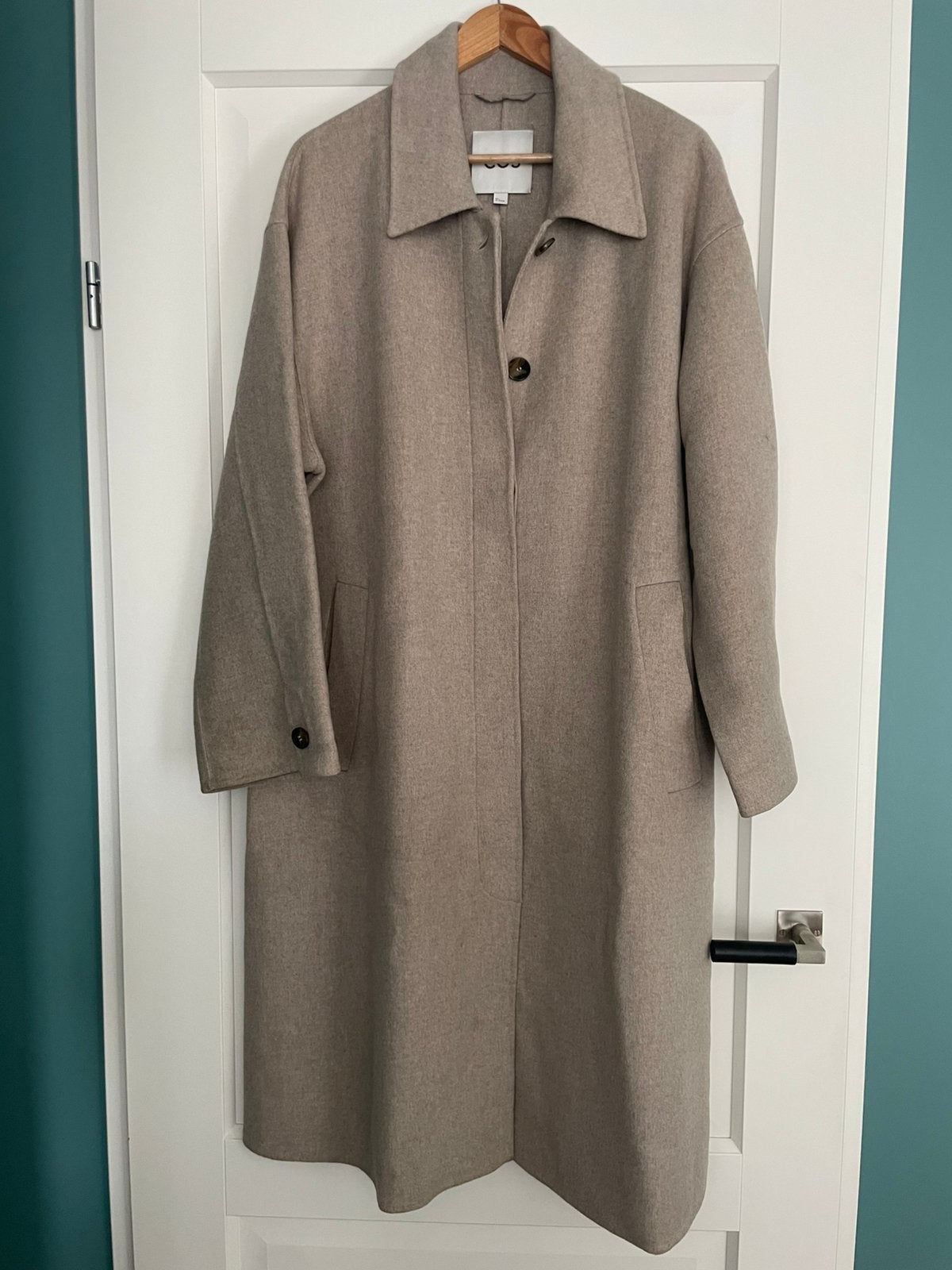 COS WOLLEN JAS, MAAT L, Ophalen of Verzenden, Zo goed als nieuw, Maat 42/44 (L), Beige