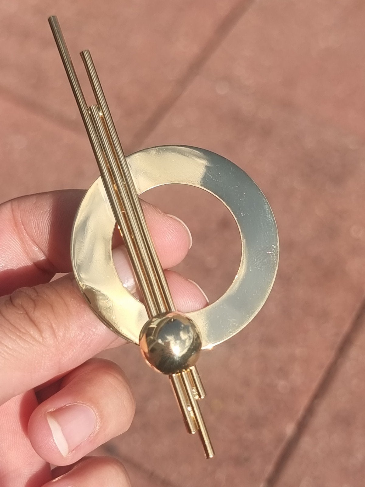 Vintage 90's deco art modernist broche, Ophalen of Verzenden, Zo goed als nieuw, Zilver, Overige materialen