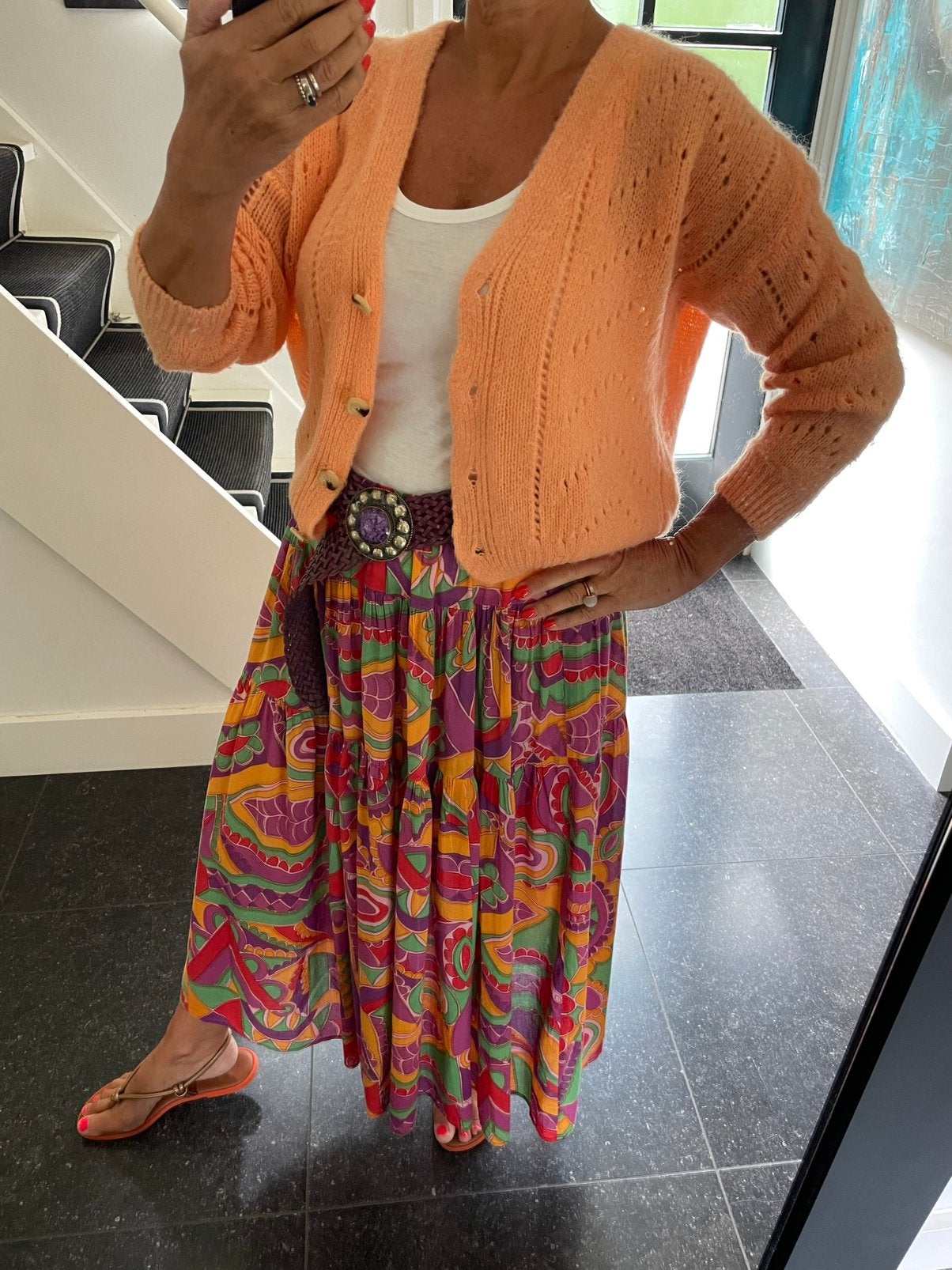 Amélie&Amélie, zacht mohair vestje, poeder oranje, one size, Kleding | Dames, Ophalen of Verzenden, Zo goed als nieuw, Maat 38/40 (M)