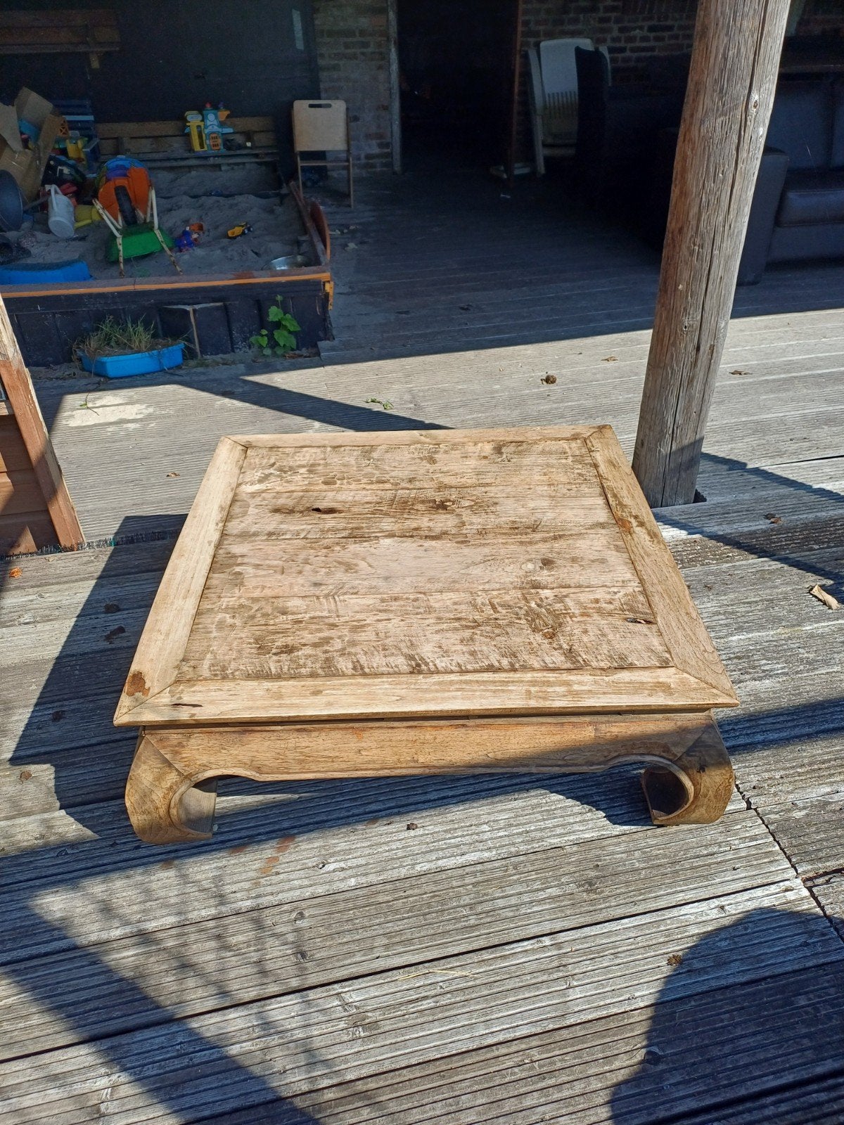 houten lage tafel, Ophalen, Gebruikt, Vierkant, 50 tot 100 cm
