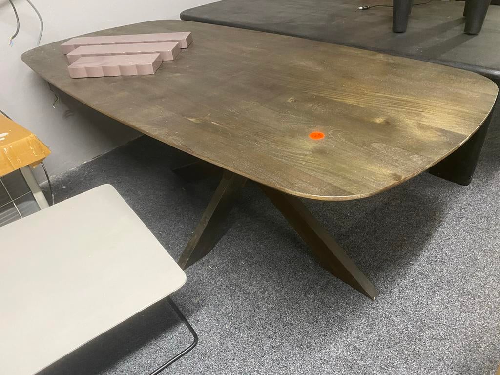 Deense Ovale Eettafel 200x100 Massief Mangohout, Ophalen, 50 tot 100 cm, Zo goed als nieuw, Vijf personen of meer