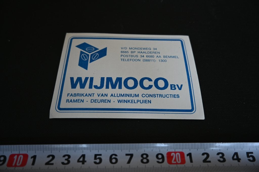 sticker Bemmel WIJMOCO bv  Aluminium constructies, Verzamelen, Ophalen of Verzenden, Zo goed als nieuw