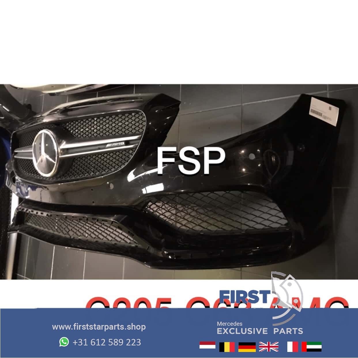 C205 W205 C63 AMG Coupé Cabrio VOORBUMPER + GRIL Mercedes C, Auto-onderdelen, Carrosserie en Plaatwerk, Gebruikt, -, Voor, Ophalen of Verzenden