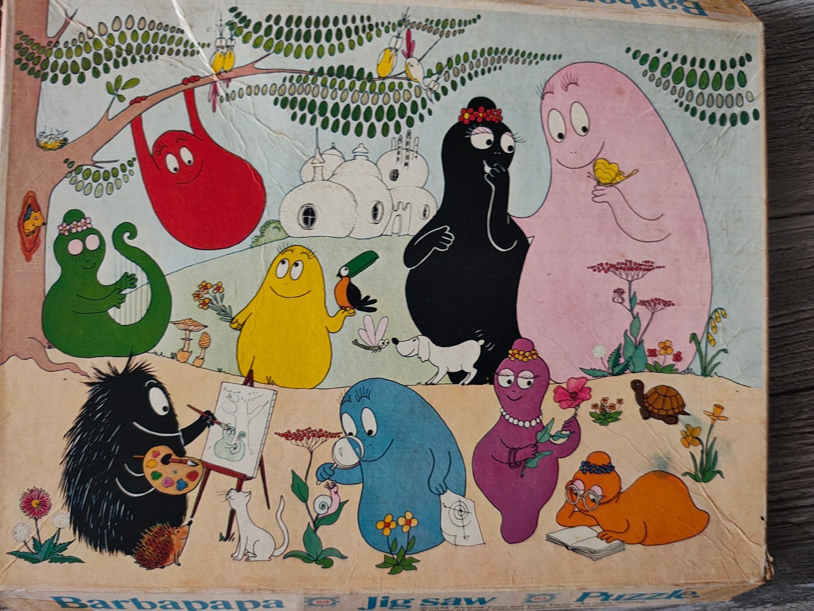 Vintage Barbapapa puzzel uit de jaren '70 (mist stukjes), Ophalen of Verzenden, Meer dan 50 stukjes, Gebruikt, 6 jaar of ouder