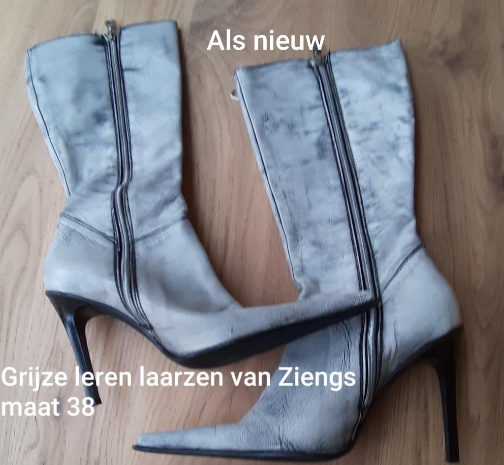 Grijze leren laarzen van Ziengs maat 38, Kleding | Dames, Schoenen, Hoge laarzen, Ophalen of Verzenden, Zo goed als nieuw, Ziengs