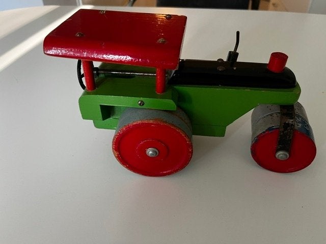 Vintage houten stoomwals, DDR speelgoed jaren 60-70, Ophalen of Verzenden, Gebruikt