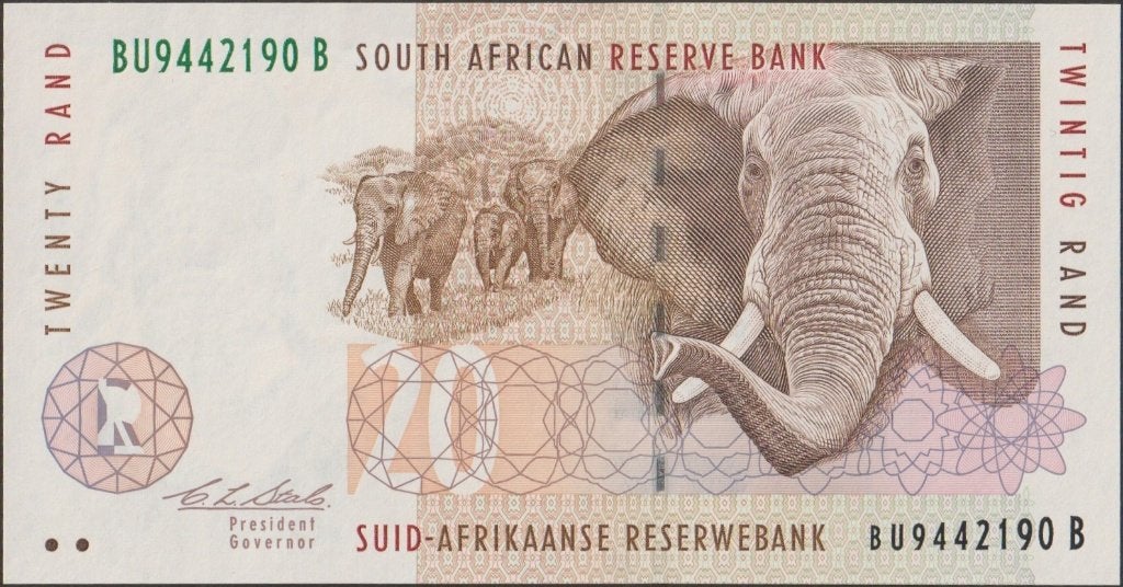 Zuid-Afrika 20 rand ND(1993-1999) aUNC p.124a (# 222), Postzegels en Munten, Bankbiljetten | Afrika, Verzenden, Zuid-Afrika, Los biljet