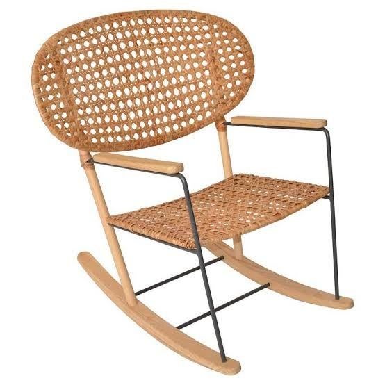 IKEA Gronadal schommelstoel - Rotan en berkenhout, Huis en Inrichting, Stoelen, Ophalen, Bruin, Scandinavisch, Modern, Natuurlijk