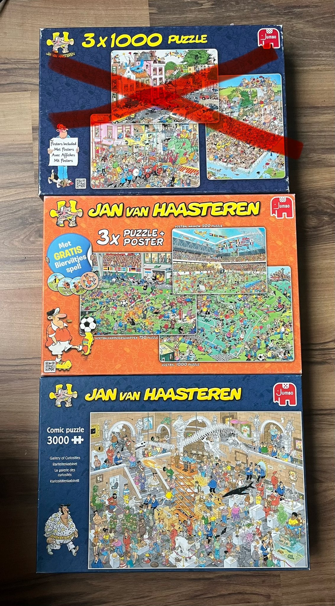 Jan van Haasteren Puzzels - 3x1000, 3x Vo€ 21,50 pst, Een of twee spelers, Ophalen of Verzenden, Zo goed als nieuw