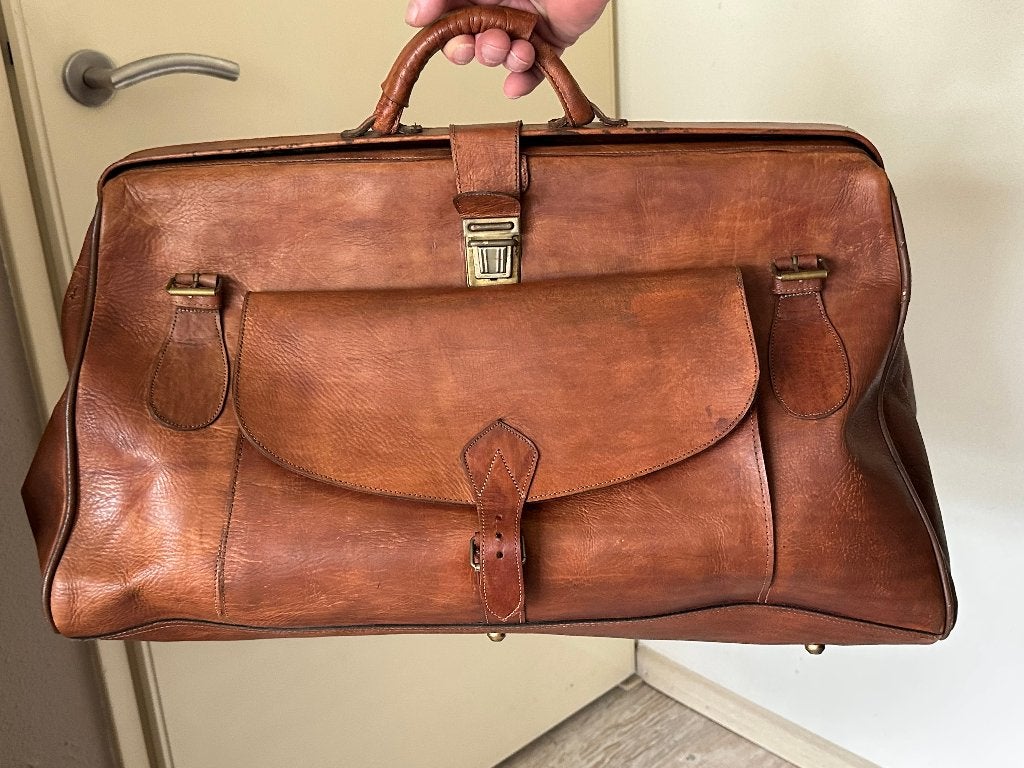 XXL Lederen Reistas/Weekendtas ca. 2,7 Kg/H43xL53x28cm, 40 tot 60 cm, 30 cm of meer, Bruin, Minder dan 35 cm