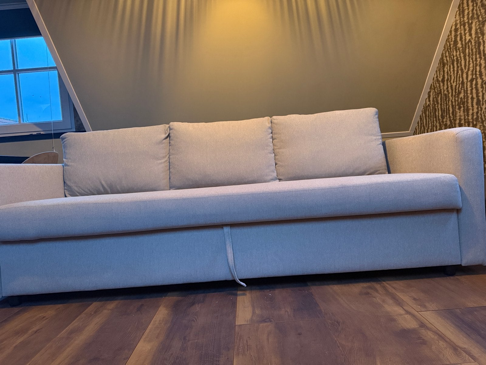 Comfortabele slaapbank - Ikea Friheten, Ophalen, Beige, Tweepersoons, Zo goed als nieuw