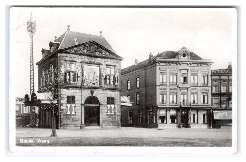 Gouda, Waag - Opruimingskaart, Ophalen of Verzenden, 1920 tot 1940, Gelopen, Zuid-Holland