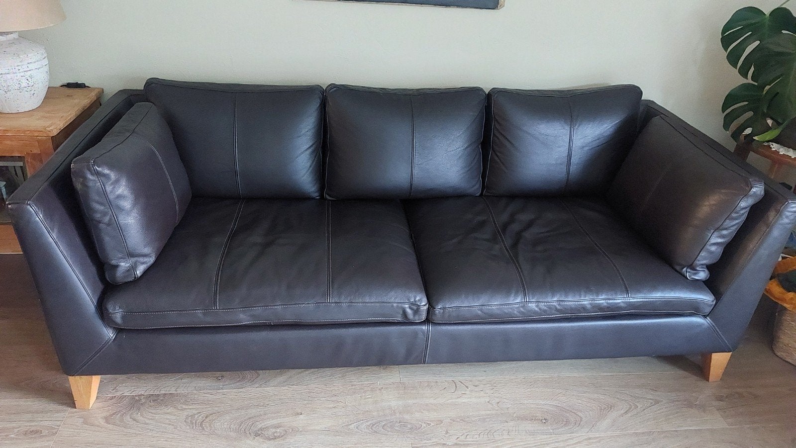 Ikea Stockholm lederen bank, Ophalen, Gebruikt, 150 tot 200 cm, Tweepersoons